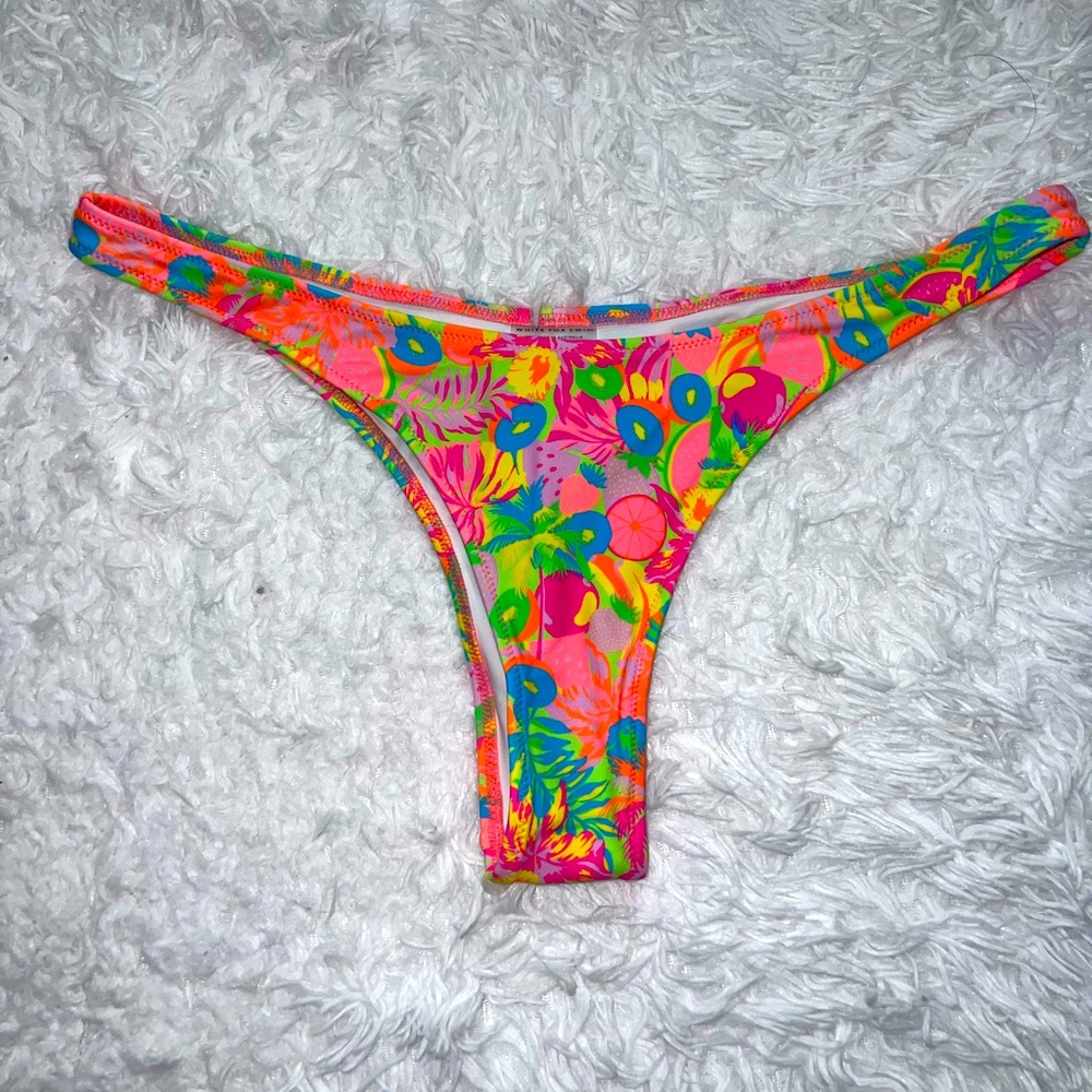 White fox swim tropical bikini bottoms